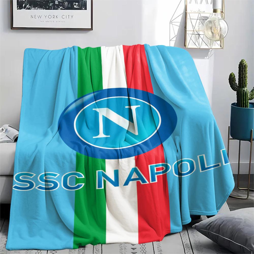 1Pc Napoli FC Print Flannel Blanket High Quality Warm Comfortable Cover for All Seasons Perfect for Gifts Home Decor