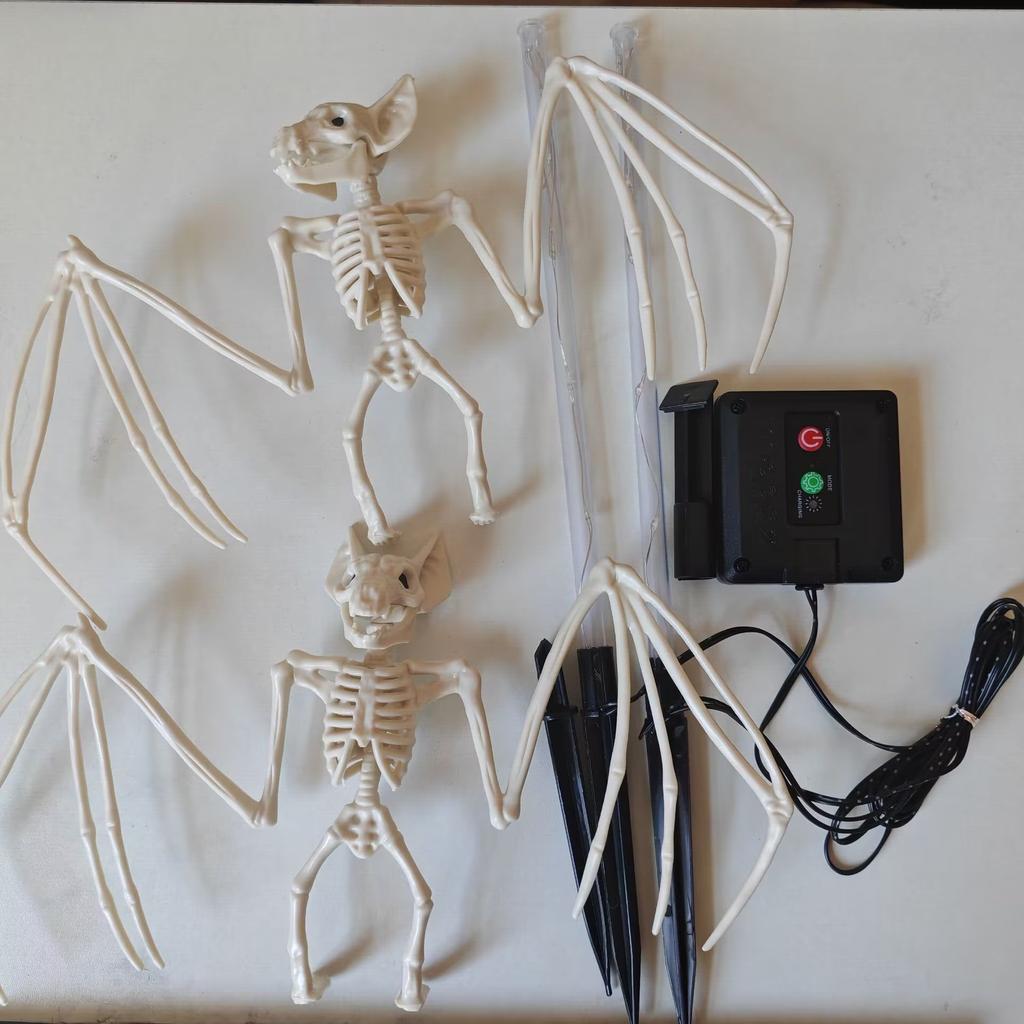 Xiaomi 2PC/Set Halloween Outdoor Solar Garden Lights Waterproof 3D Horror Bat Skeleton Purple Orange Stake Lights House Party Decor