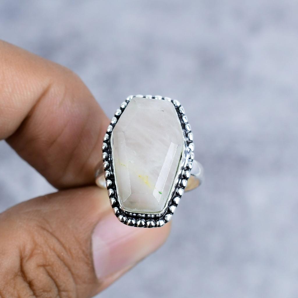 Golden Rutile Gemstone Handmade 925 Sterling Silver Jewelry Ring Size 8 M-2578