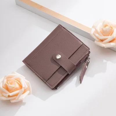 1 Pcs Pu Leather Purse Female Card Coin Holder Small Wallets Credit Cards Short Wallets Fashion Women's Wallet Zipper Pocket