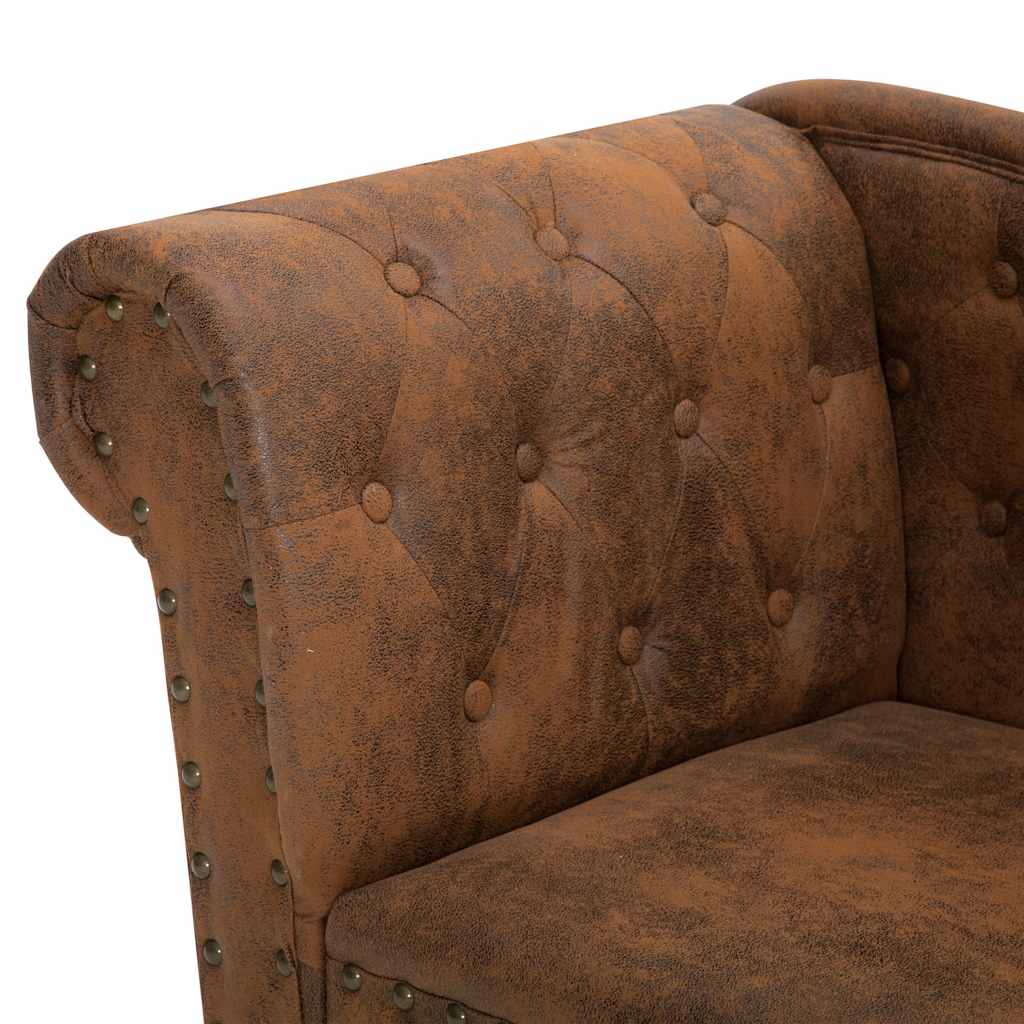 Chaise Longue In Brown Faux Suede