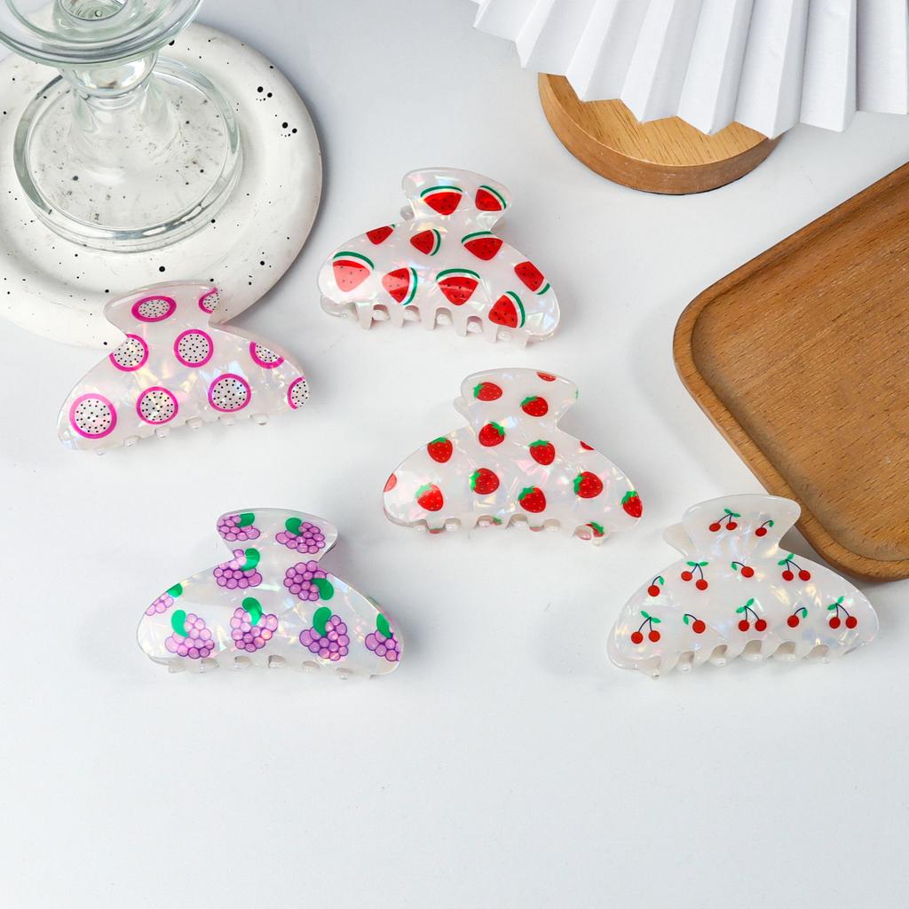 8.6cm New Fruit Lemon Print Hair Claw Summer Simple Colorful Claw Clip Fashion Crab Hair Clips Hair Accessories for Women Girls