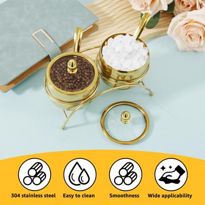 Boîte à Assaisonnements en Acier Inoxydable, Ensemble de 2 Récipients de Rangement pour Assaisonnements avec Cuillère Support à Épices Doré Pots à Épices pour Épices Poivre