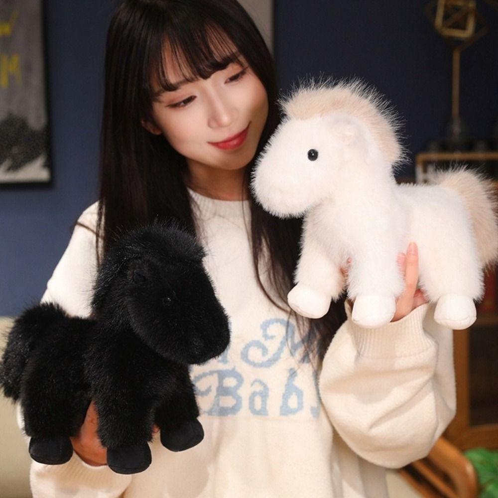 With Mane Horse Plush Toys Simulation Cartoon Horse Stuffed Toy  Valentine's Day Gifts
