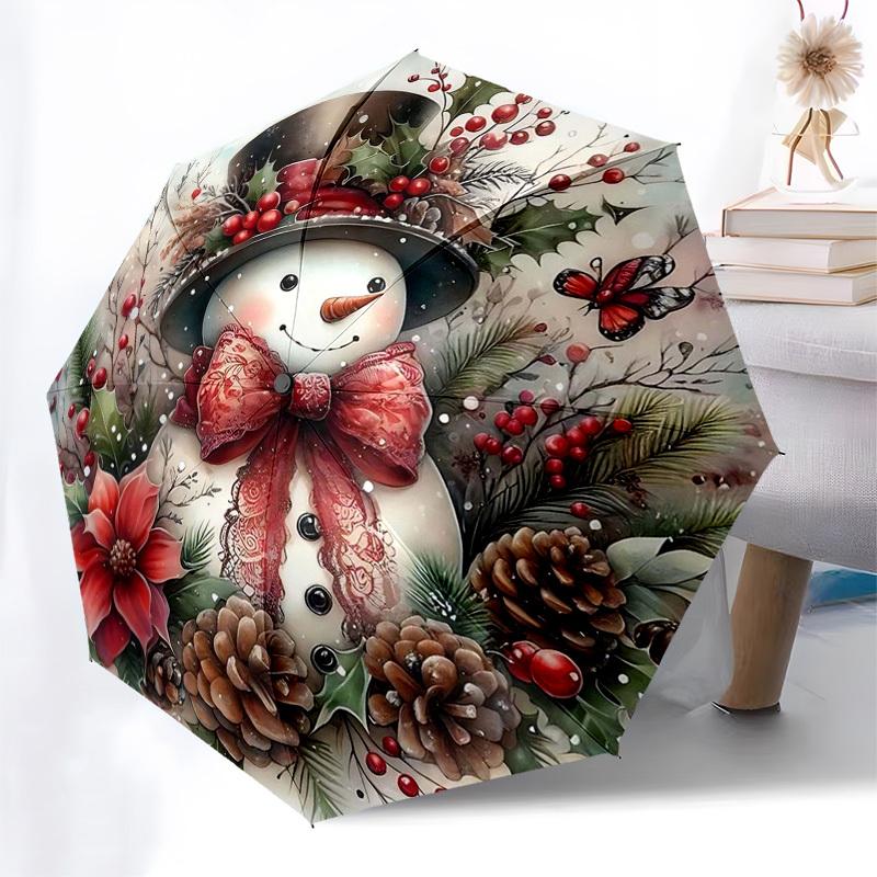 

1pc Stained Glass Santa Claus Design Automatic Opening Folding Umbrella with 8-Bone Iron Frame, Suitable for Fans, Travel, Daily Use, and Festive Gift