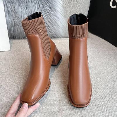 Pantofi pentru Femei De Bază Botine Pătrate pentru Femei Pantofi Eleganti de Rochie Botine Confortabile cu Toc Înalt la Gleznă Botines Para Mujeres