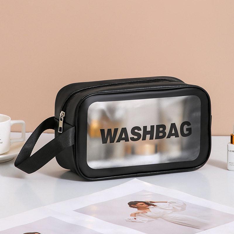 Dry-wet Separation Double Transparent PU Makeup Bag Portable Washing Bag Cosmetic Storage Bag Travel Fitness Swimming Essentials