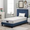 Lit simple - MUVOE - 90x200 cm - Rembourré - Matelas à ressorts - Bleu