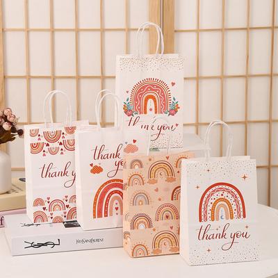 Stobag, Rainbow Thank You Gift Bags, Reusable Kraft Paper Totes for Birthday Parties, Weddings, and Baby Showers, 12/30pcs