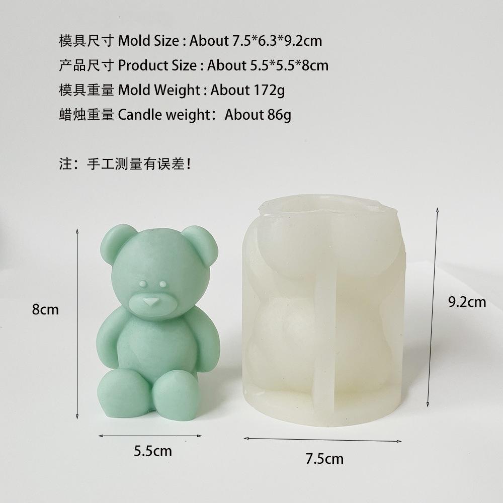 3D Cute Cartoon Bear Silicone Candle Mold Diy Handmade Soap Plaster Ice Cube Baking Mould Birthday Party Wedding Gift Making Kit