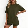 Women’s Short Sleeve Crew Neck Loose Fit Top and Shorts Set Comfortable Two Piece Loungewear Casual Outfits for Daily Wear
