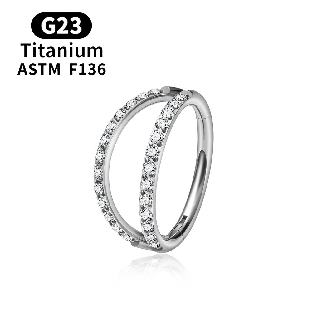 F136 G23 Titanium Nose Ring 16G Hinged Segment CZ Septum Clicke Daith Earrings Hoops Ear Cartilage Tragus Helix Piercing Jewelry