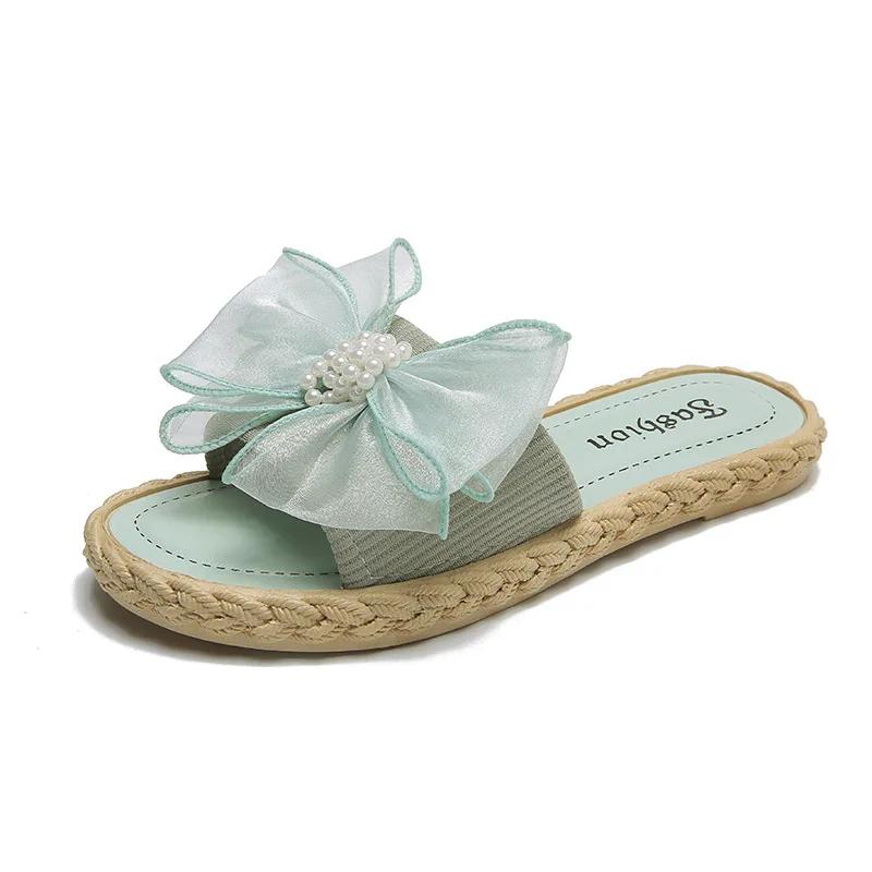 

Модные женские летние тапочки онлайн знаменитые тапочки Ins Новые Джокер корейские феи ветер сетка бант слово перетаскивание дышащие износостойкие 40-41 зелёный