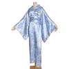 Costume Kimono Japonais Floral Geisha Yukata Long Peignoir Traditionnel Asiatique Déguisement Peignoir Pyjama Ceinture Tenue [HONGFU] (M, L10-Bleu)