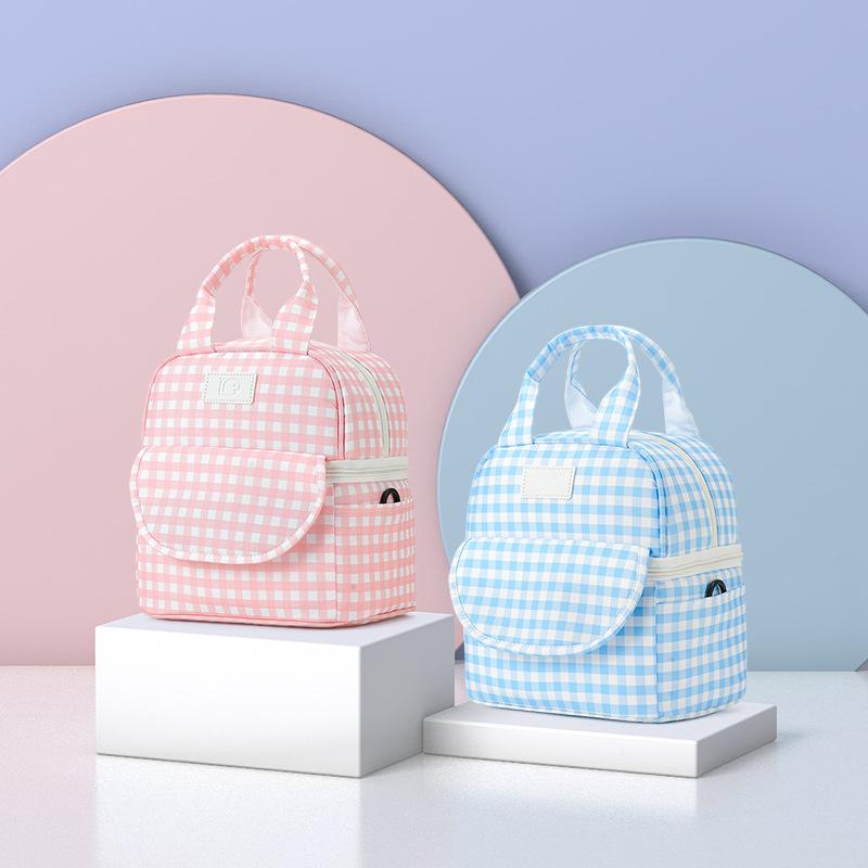 Mother Baby Outing Mommy Bag Fashionable Plaid Tarp Bag Aluminum Foil Ice Bag Breast Milk Storage Mommy Handbag