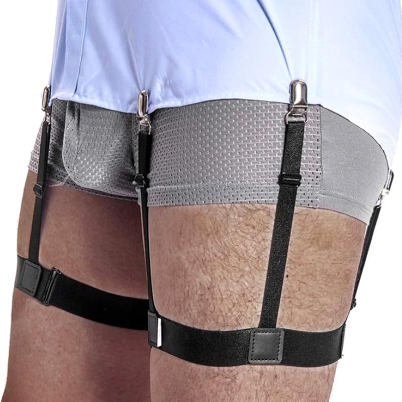 1 Par Tirantes para Camisa de Hombre Cinturón con Clips de Bloqueo Antideslizantes Mantienen la Camisa Metida Liguero Suspensor para Pierna Muslo Correa de Bloqueo Ajustable