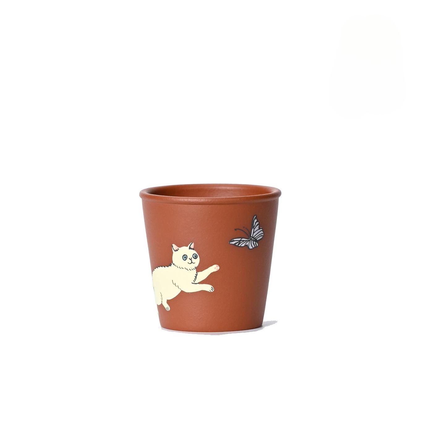 

100ml Yixing Purple Sand Cat Teacup Japanese Tea Bowl Cup For Tea Tea-tasting Smelling Cup Chazhan Master Cups Flower Tea Teaset As Your Choose