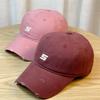 Original design embroidery S Letter print soft-top sports baseball cap for men, simple distressed duckbill cap for women, new style