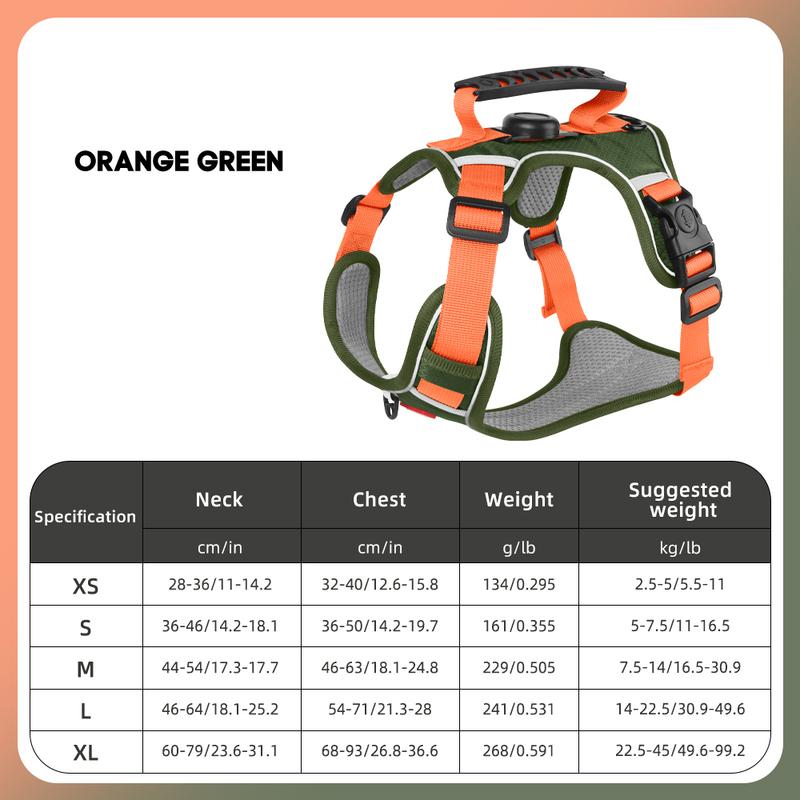 Reflective Dog Harness with Airtag Holder, Escape Proof Anti Lost Pet Vest, Highly Visible Adjustable Safety GPS Tracking