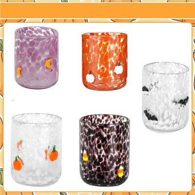 Halloween Glass Cups Juice Glass Old Fashioned Hand Blown Drinking Cups Cute Spooky Drinkware Gift Set For Halloween Party