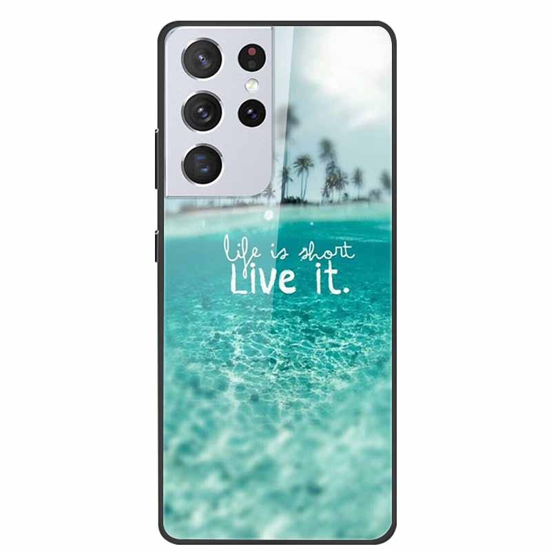 For Samsung Galaxy S25 Ultra Tempered Glass Case Back Cover Hard Phone Cases for SamsungS25 ULTRA Fundas Fashion Protector Coque