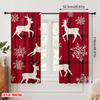 2pcs,2D Plane Printing Print Curtains Christmas Elk Bell Versatile 100% Polyester (without Rod) Gifts for Bedroom, Office,