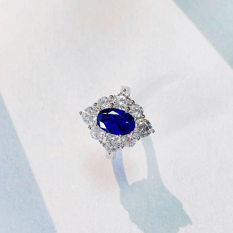 Fine Wedding Ladies Ring Romantic Sparkling Blue Diamond 925 Sterling Silver Engagement Rings For Women Jewelry Gift