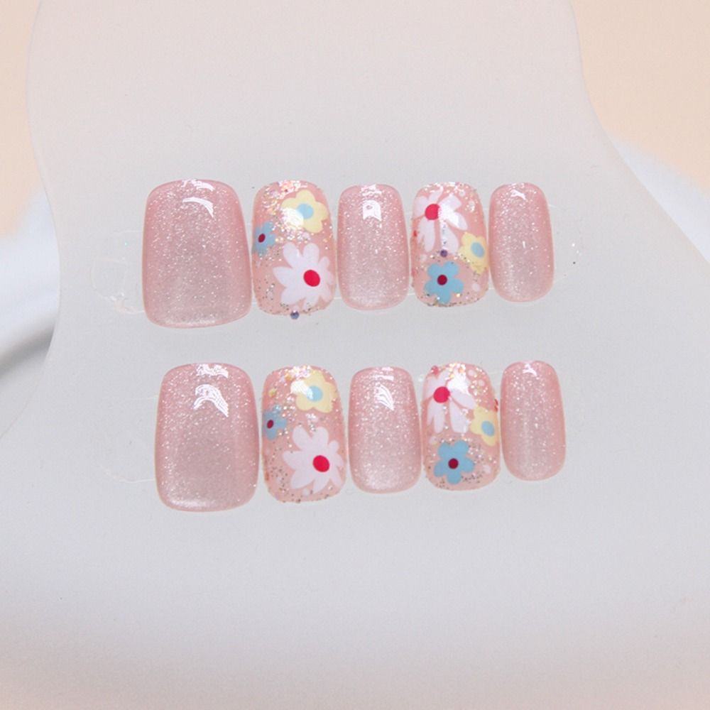 Flori Colorate Cățeluș Unghii False Vârfuri Unghii Franceze Unghii False Noi DIY