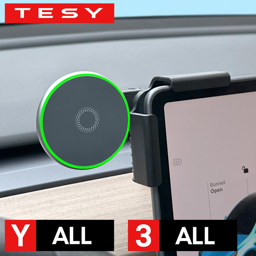 TESY Car Phone Mount Holder 15W Magnetic Wireless Charger Compatible with MagSafe for Tesla Model YL Y Juniper Launch 3 Highland