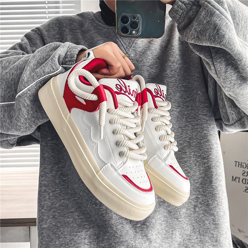 

Маленькие белые туфли мужские спортивные туфли для отдыха на скейтборде на толстой подошве мужские туфли дизайнерские кроссовки мужские для скейтбординга весна/осень на шнуровке 44