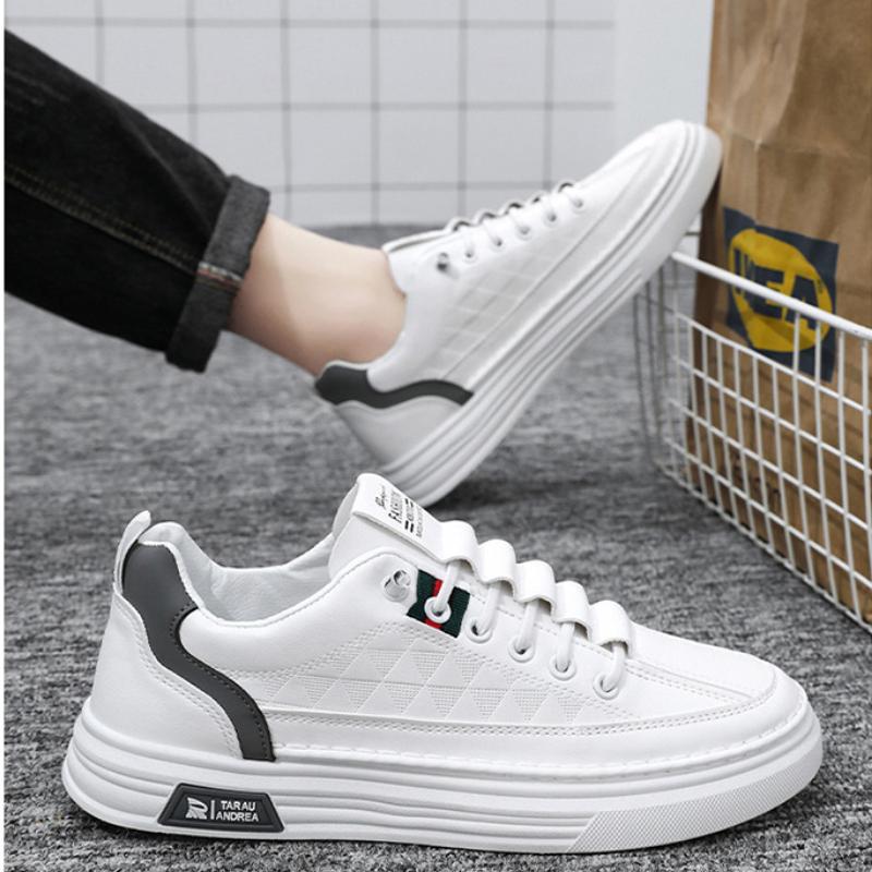 Pánské tenisky Módní kožené ležérní boty Venkovní lehké řidičské boty Chůze Ploché boty pro muže Bílé tenisky Lakované boty