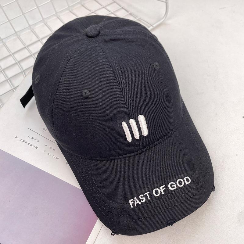 Spring and summer cotton ripped letter embroidery versatile baseball cap women 54-58cm