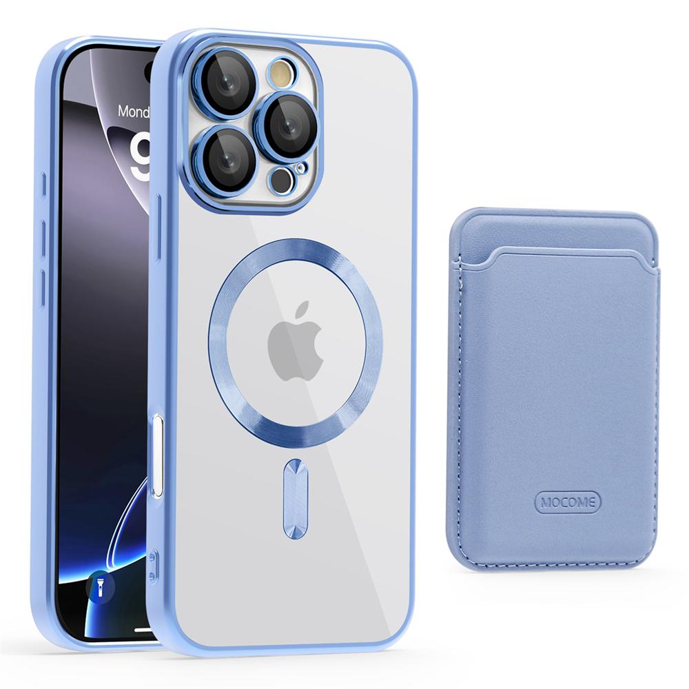 For Magsafe Wallet Leather Plating Clear Case For iPhone 12 13 14 15 16 Pro Max 11 Card Holder Phone Bag Cover