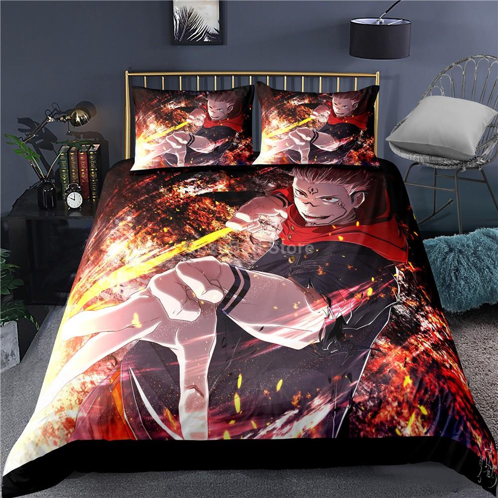 Sada ložního prádla Jujutsu Kaisen Japonsko Slavné anime Soupravy povlaků na přikrývky Povlečení Twin Queen King Single Size Dropshipping dárek