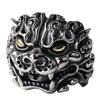 Adjustable Open Ring Men Women Vintage Ethnic Style Pixiu Lucky Charm Plated Statement