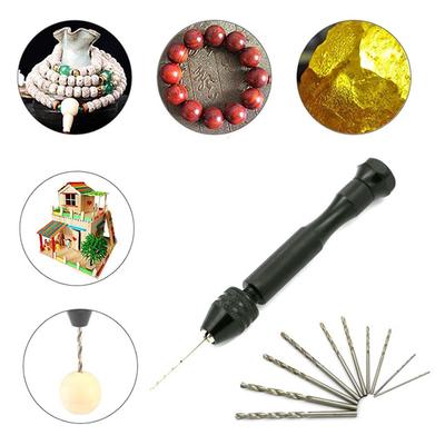 1 Set Manual Craft Mini Drill for Sharp HSS Micro Mini Twist Drill Bits Epoxy Steel Pin Vise Hand Drill with 10 Drill Bi