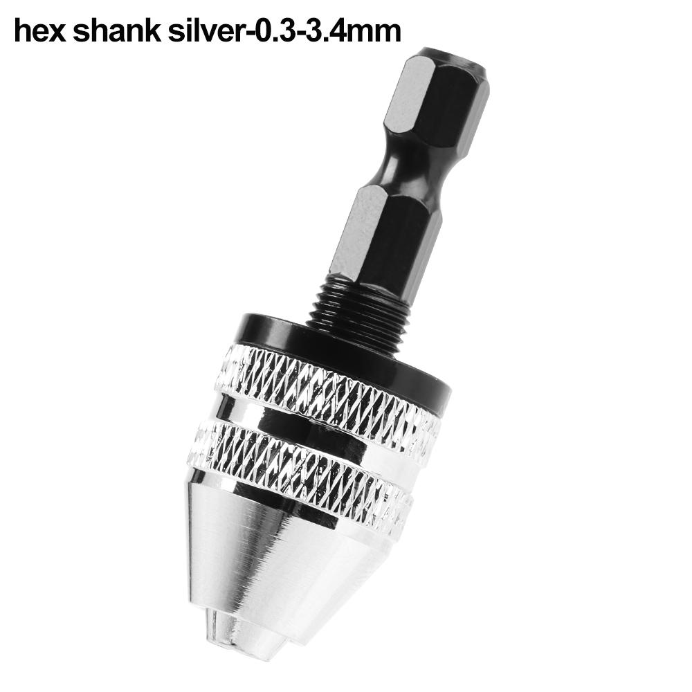 Shaft Adapter Converter Impact Drills Bits Keyless Drill Chuck Round Shank 1/4" Hex Shank 0.3mm-8mm