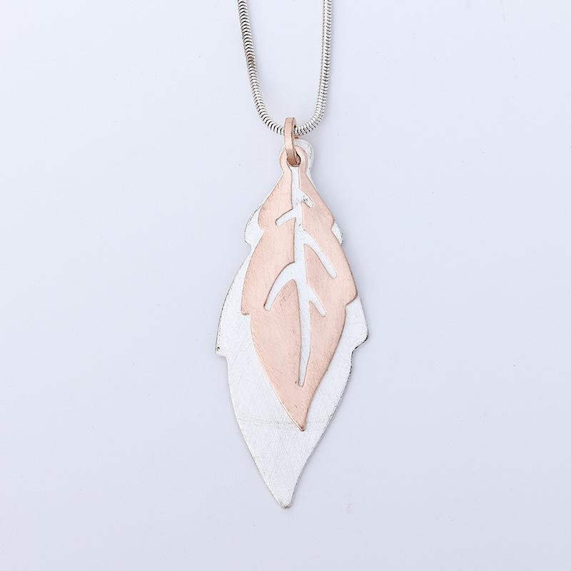 Necklace Vintage Leaf Brushed Personality Sweater Chain Ladies Pendant
