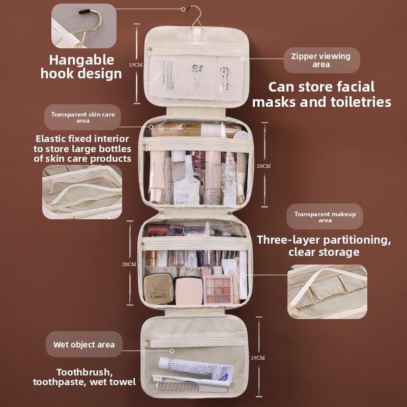 Multi-layer Hanging Cosmetic Bag Portable High-end Travel Transparent Waterproof Large-capacity Cosmetic Storage Bag