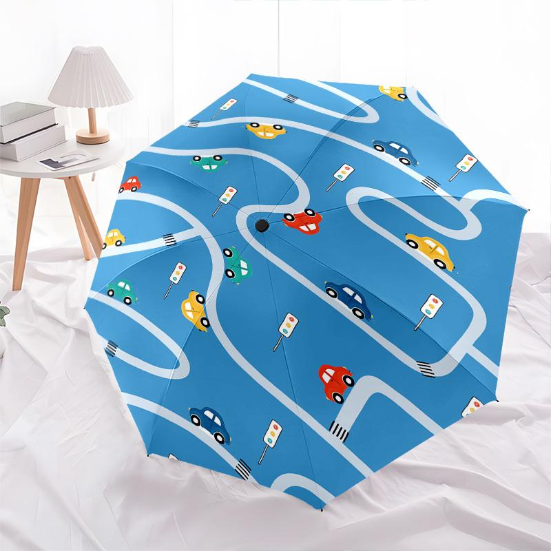 Traffic, Cars- Automatic Umbrella, Four Seasons Portable Folding Umbrella, Suitable for Men and Women, Travel, Daily Compact Umbrella, Outdo