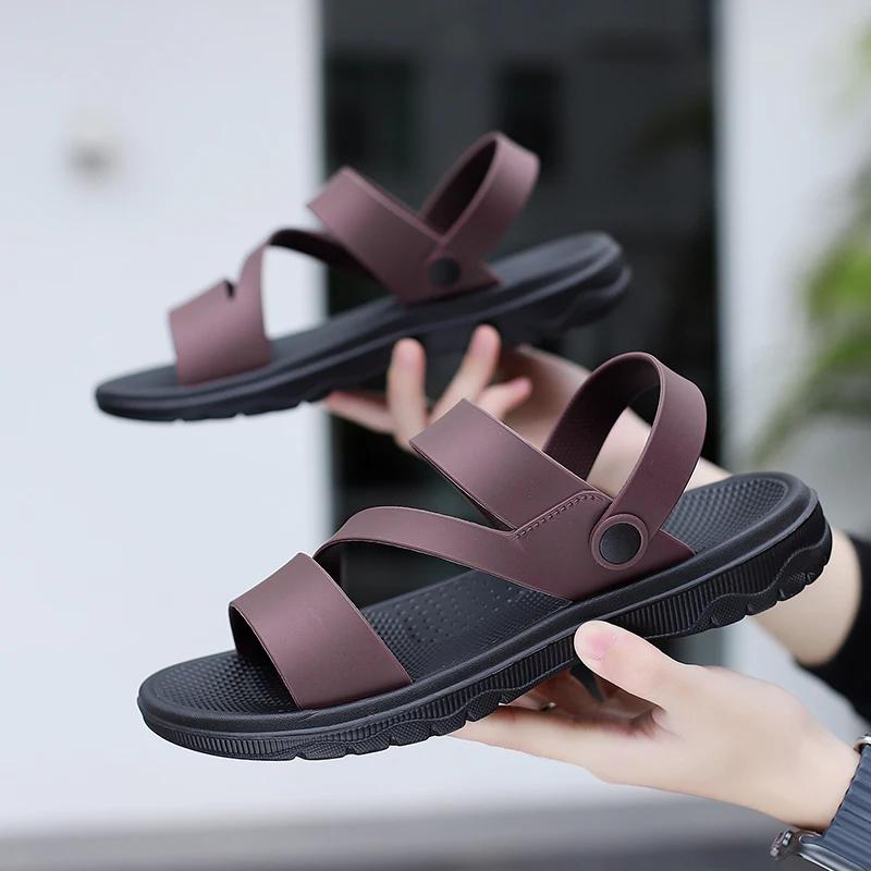 Summer Outdoor Casual Sandals for Men Sport Slippers PU Leather Non-slip Breathable Roman Shoes Beach Flip-Flop Garden Shoes