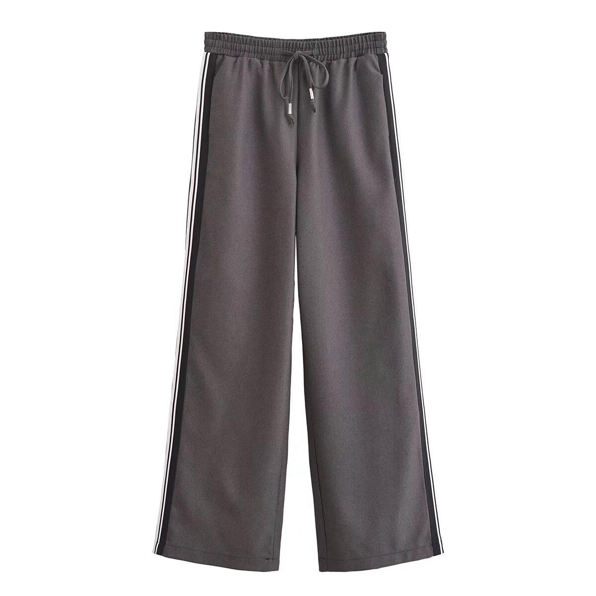 

Женский повседневный комплект из куртки с полосками по бокам и брюк 9915802 9913802 Large