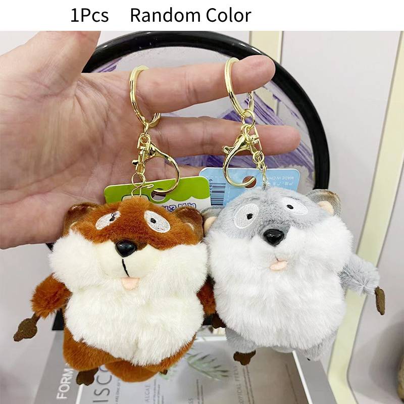 Fox Plush Sesame Pendant Keychain Doll Bag Hanging Decoration Cute Comfortable