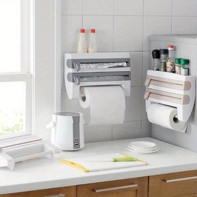Portaoggetti per cucina in plastica per uso domestico con taglierina Portaoggetti per barbecue in carta stagnola Portaoggetti per asciugamani di carta Portaoggetti per asciugamani