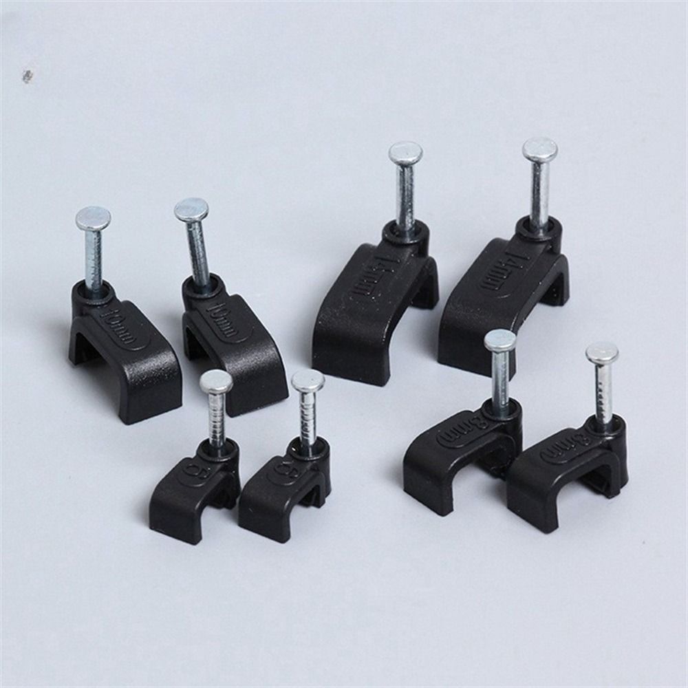 100Pcs/Set Plastic Metal Round Cable Wire Clips Coaxial Cable Clamp  for Coax Cable Speaker Wire