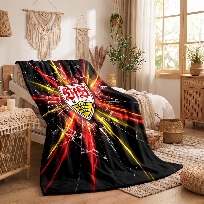 Coperta in Flanella con Stampa Calcio VfB Stuttgart Morbida Calda Coperta da Divano/Letto per Casa Ufficio Camera da Letto
