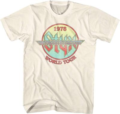 Styx Circle 1978 World Concert Tour Musica Band Rock Americana T-Shirt Adulto Anni '70