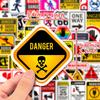 10/30/50pcs Warning Danger Signs Stickers Cool Safety Symbol Decals Graffiti DIY Motorcycle Scooter Helmet Waterproof Sticker