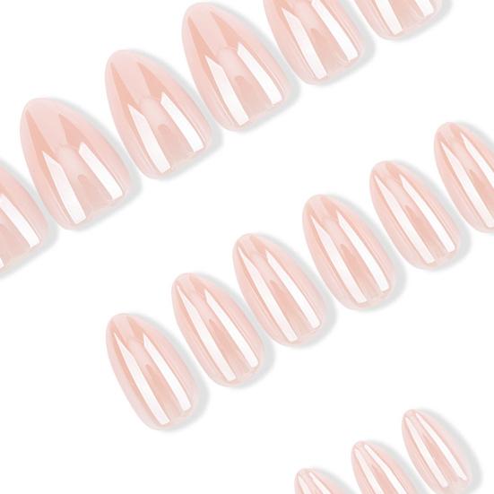 24 stk. Nude Press-on Negle til Kvinder, Korte Ovale Naturlige Klæbe-på Falske Negle, Glinsende Fuld Dækning Lim-på Falske Negle, DIY Manicure Forsyninger