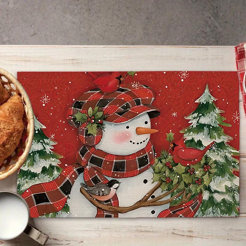 Weihnachts-Platzsets Baum-Muster Tischsets Hitzebeständige Leinen-Platzsets für Esszimmer- und Küchendekor für Festtagsmahlzeiten, Zusammenkünfte, Partytisch
